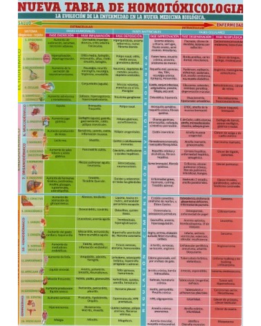 Ficha A4 plastificada tabla de la Nueva Medicina Biológica